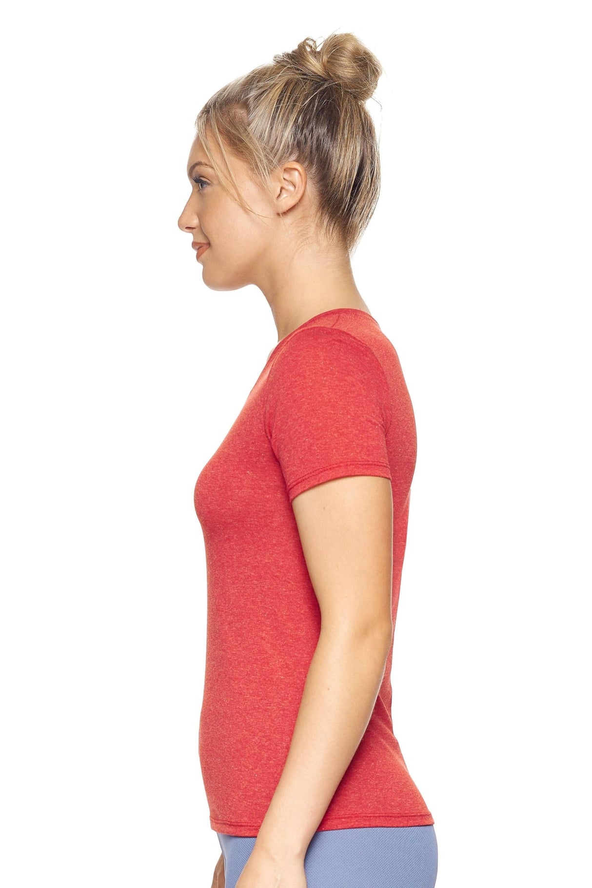 Expert Brand USA-Made Women's Activewear Performance Heather V-Neck T-Shirt