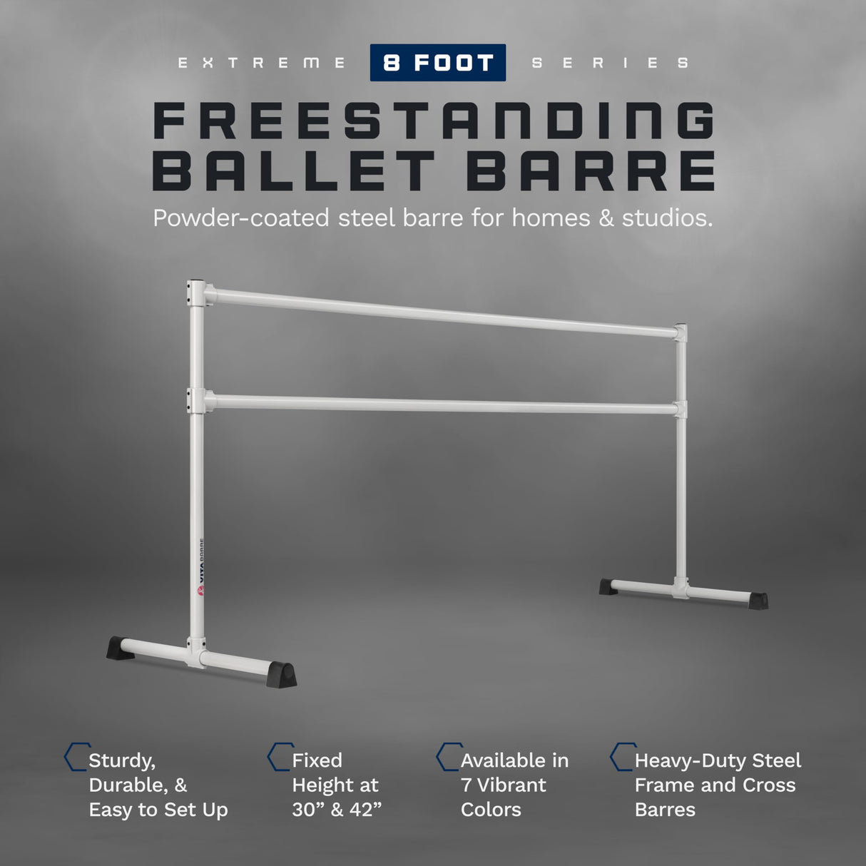 VITA Barre Portable Freestanding Double Ballet Barre, Extreme, Steel | Fixed Height, Made in USA, Home or Gym Exercise Equipment for Kids & Adults | Dance, Fitness, Pilates