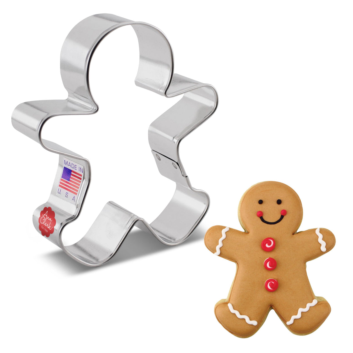 Happy Gingerbread Man Cookie Cutter, Large 5.25" by Ann Clark Cookie Cutters