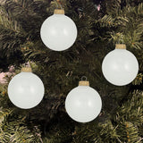 Glass Christmas Tree Ornaments - 67mm / 2.63" [8 Pieces] Designer Balls from Christmas By Krebs Seamless Hanging Holiday Decor (Snow White with Silver Caps)