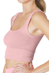 NIKIBIKI Women Seamless Vintage Chevron Ribbed Crop Top, Made in U.S.A, One Size