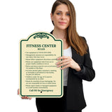 Sigo Signs, Fitness Center Rules Use Equipment at Your Own Risk Décor Sign, Green Light, 12x18 Inches, ACM, Fade Resistant, Made in USA