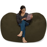 Chill Sack Bean Bag Chair: Huge 6' Memory Foam Furniture Bag and Large Lounger - Big Sofa with Soft Micro Fiber Cover - Red Furry
