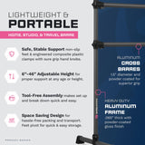 VITA Barre Portable Freestanding Double Ballet Barre, Prodigy, Aluminum | Adjustable Height, USA Made, Home or Gym Exercise Equipment for Kids & Adults | Dance, Fitness, Pilates