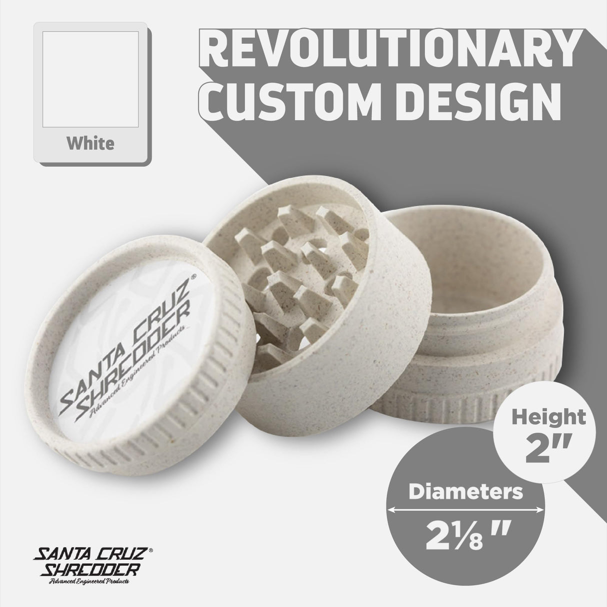 Santa Cruz Shredder Herb and Spice Grinder Made in USA (White)