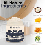 Beef Tallow Salve – All Natural Grass Fed Beef Tallow & Honey All Purpose Balm – Moisturizing Body Salve Great for Eczema, Cracked, Dry, Itchy, Irritated Skin – Skin Repair Skincare Made in USA