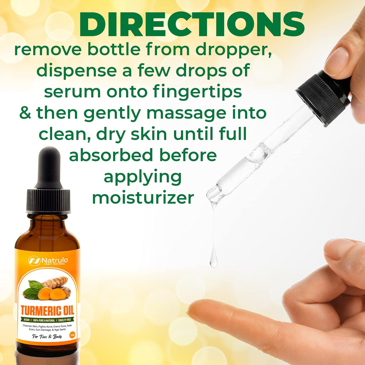 Turmeric Serum for Face & Body - All Natural Turmeric Skin Brightening Oil for Dark Spots - Cleanses Skin, Fights Acne, Evens Tone, Heals Scars - Pure Handcrafted Turmeric Oil Skincare Made in the USA