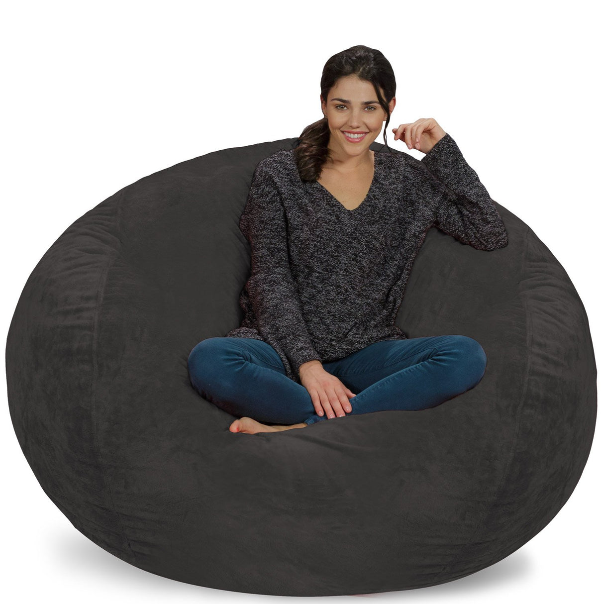 Chill Sack Bean Bag Chair: Giant 5' Memory Foam Furniture Bean Bag - Big Sofa with Soft Micro Fiber Cover - Black