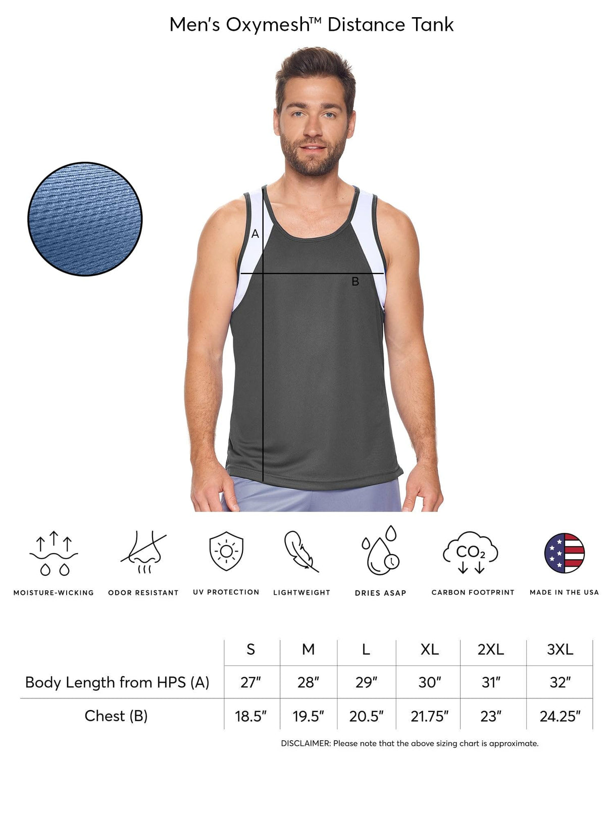 Expert Brand USA-Made Men's Oxymesh Dry Fit Athletic Tank Top Muscle Shirt