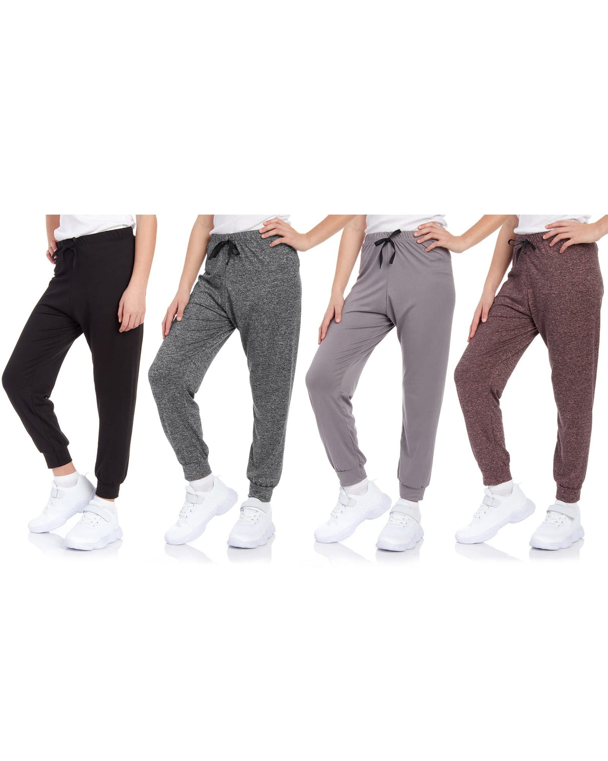 Sweet Hearts Girls' Sweatpants - 4 Pack Super Soft Athletic Performance Jogger Pants: Made in USA (7-16)