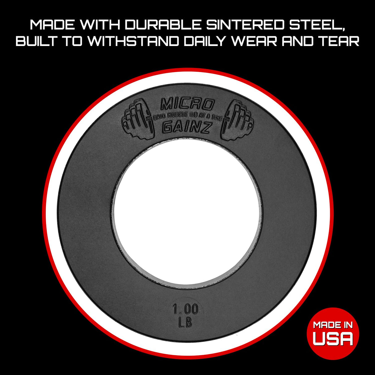 Micro Gainz Calibrated Fractional Weight Plate Set of 2 Plates, Choose Set (.25LB-1.25LB), Designed for Olympic Barbells for Strength Training & Micro Loading Bar Weights, Made in USA