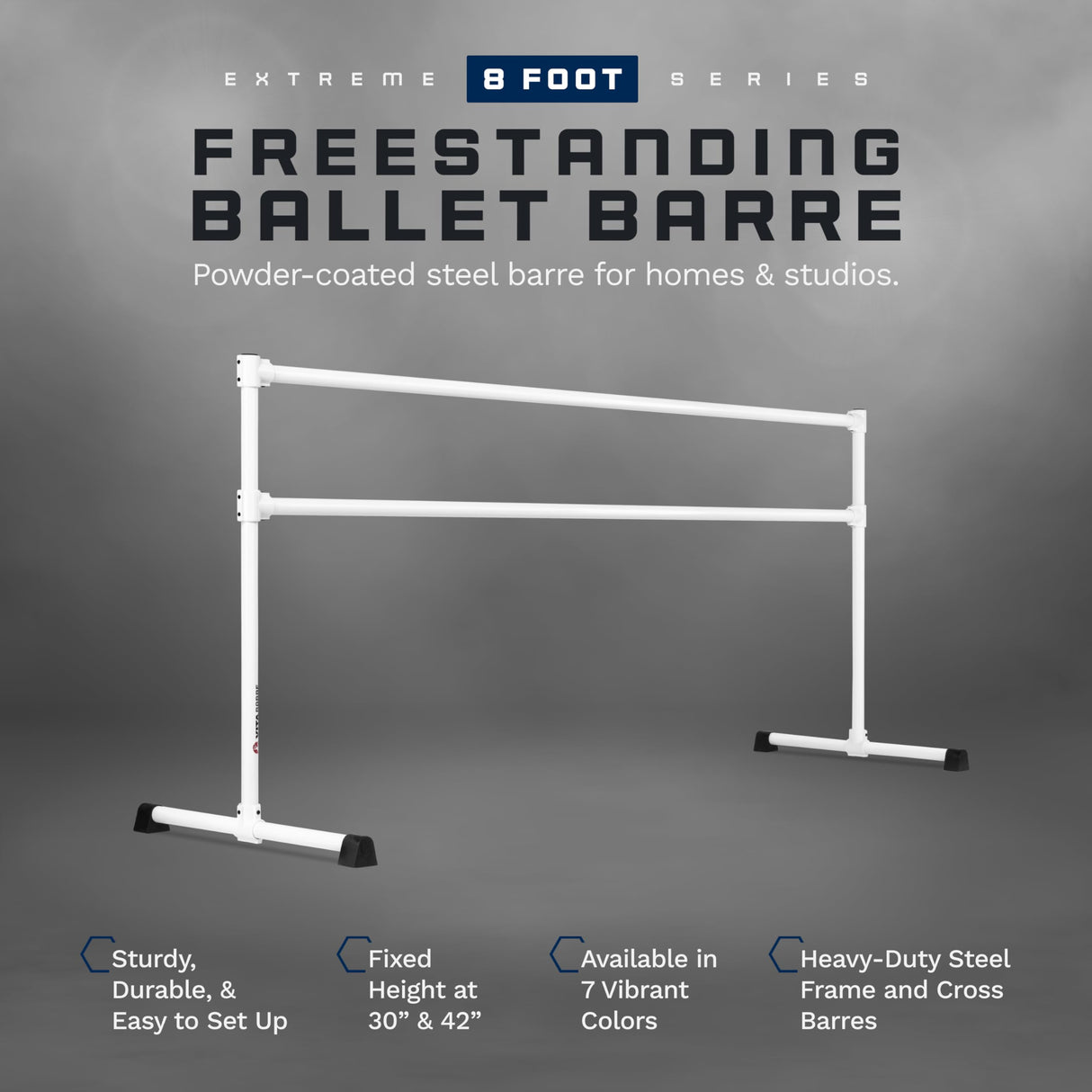 VITA Barre Portable Freestanding Double Ballet Barre, Extreme, Steel | Fixed Height, Made in USA, Home or Gym Exercise Equipment for Kids & Adults | Dance, Fitness, Pilates