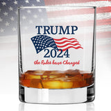 Trump 2024 The Rules Have Changed | 11 oz Bourbon Whiskey Rock Glass | Old Fashioned Whiskey Tasting Glasses For Men | Retirement Gifts For Men | Made In USA