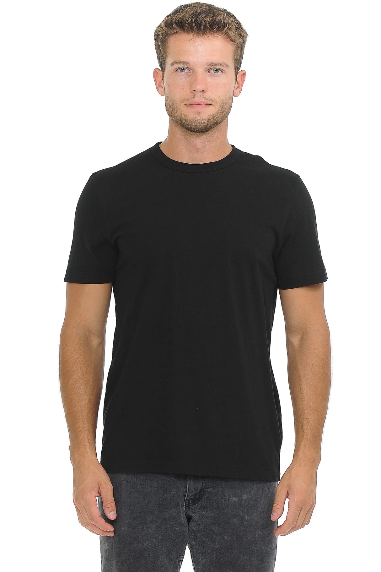 YURO-K Men's Premium Binded Neck Cotton Classic Short Sleeve Crew T-Shirt