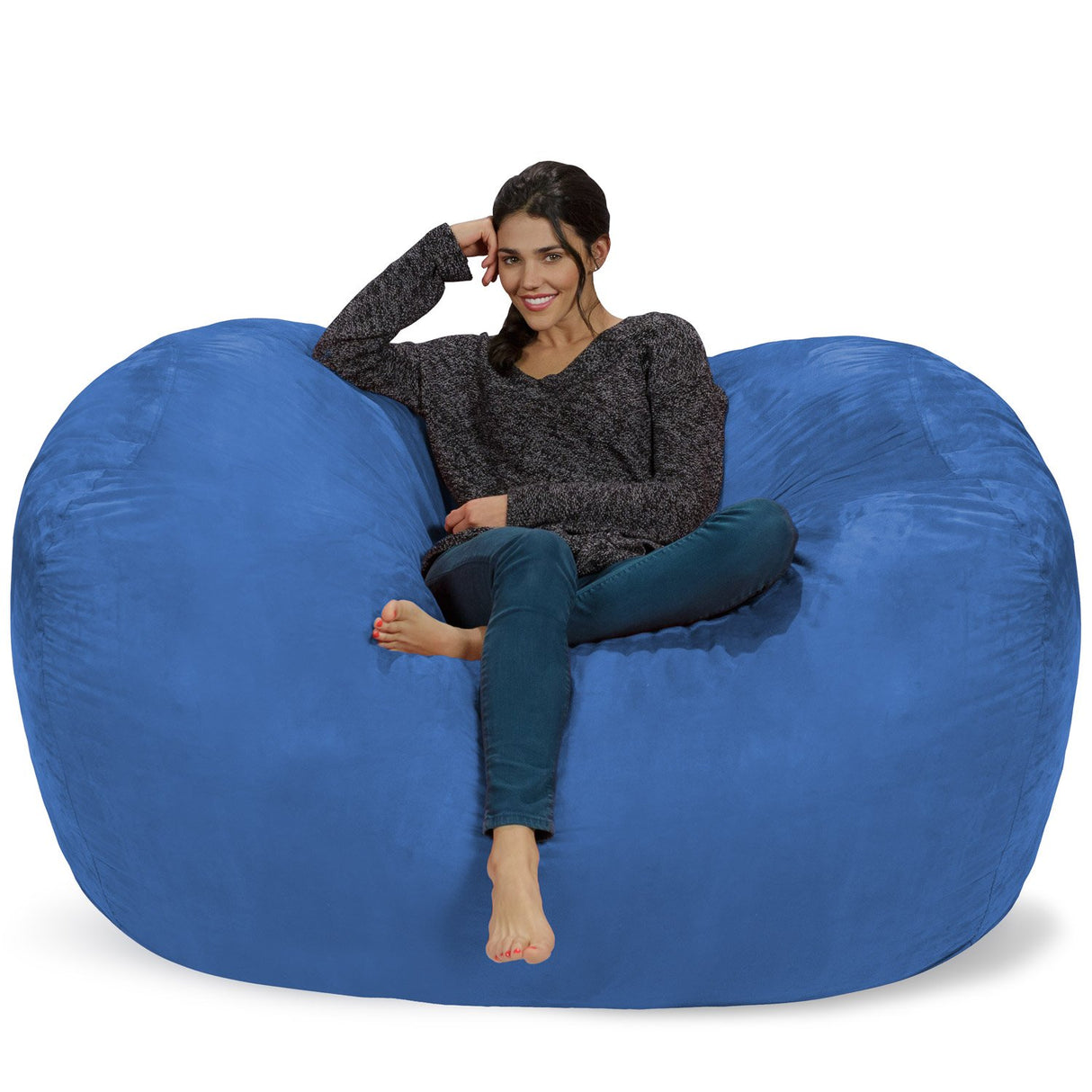 Chill Sack Bean Bag Chair: Huge 6' Memory Foam Furniture Bag and Large Lounger - Big Sofa with Soft Micro Fiber Cover - Red Furry