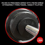 Micro Gainz 1-Inch Center Hole Standard Fractional Weights Plate Sets, 10 Piece Dumbbell & Barbell Set of Plates with Bag for Strength Training and Weight Lifting, Made In USA