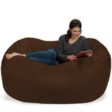 Chill Sack Bean Bag Chair: Huge 6' Memory Foam Furniture Bag and Large Lounger - Big Sofa with Soft Micro Fiber Cover - Red Furry