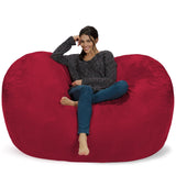 Chill Sack Bean Bag Chair: Huge 6' Memory Foam Furniture Bag and Large Lounger - Big Sofa with Soft Micro Fiber Cover - Red Furry