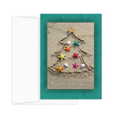 Masterpiece Sparkling Santa Christmas Cards / 16 Festive Holiday Cards Set With White Envelopes / 5 5/8" x 7 7/8" Winter Gold Foil Greeting Cards With Inside Verse/Made In The USA