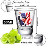 Trump Shot Glass - 4Pc Set with Assassination Picture & Fist Pump, Perfect for Political Enthusiasts, Collectible for Trump 2024 - Holds 1.70 oz, Exclusive Limited Edition Design