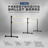 VITA Barre Portable Freestanding Double Ballet Barre, Extreme, Wood | Fixed Height, Made in USA, Home or Gym Exercise Equipment for Kids & Adults | Dance, Fitness, Pilates