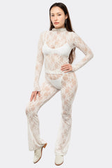 Los Angeles Apparel Floral Lace Flare Leggings