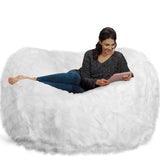 Chill Sack Bean Bag Chair: Huge 6' Memory Foam Furniture Bag and Large Lounger - Big Sofa with Soft Micro Fiber Cover - Red Furry