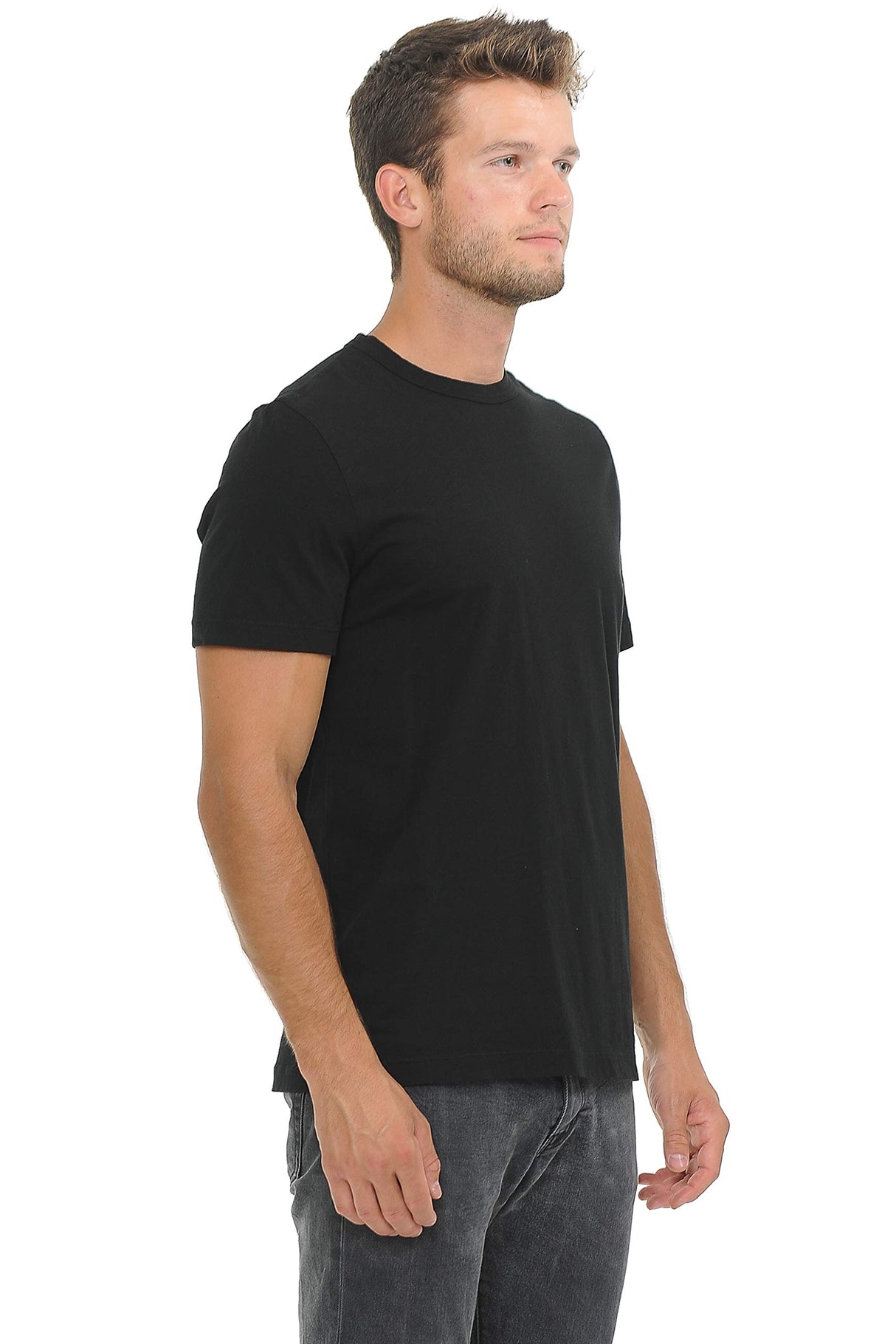 YURO-K Men's Premium Binded Neck Cotton Classic Short Sleeve Crew T-Shirt