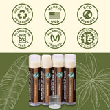 USDA Organic Lip Balm 6-Pack by Earth's Daughter Stocking Stuffers - Fruit Flavors, Beeswax, Coconut Oil, Vitamin E - Best Lip Repair Chapstick for Dry Cracked Lips - Moisturizing Lip Care