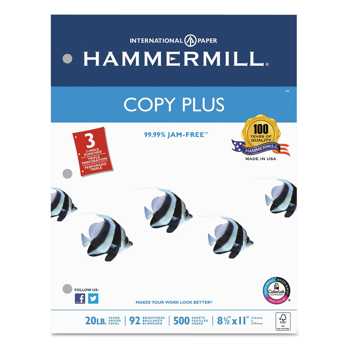 Hammermill Printer Paper, 20 Lb Copy Paper, 8.5 x 11 - 3 Ream (1,500 Sheets) - 92 Bright, Made in the USA, 500 Count (pack of 3)