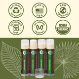 USDA Organic Lip Balm 6-Pack by Earth's Daughter Stocking Stuffers - Fruit Flavors, Beeswax, Coconut Oil, Vitamin E - Best Lip Repair Chapstick for Dry Cracked Lips - Moisturizing Lip Care