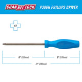 CHANNELLOCK P306H #3 x 6-inch Professional Phillips Screwdriver, Magnetic Tip, Made in USA, Molded Tri-Lobe Grip