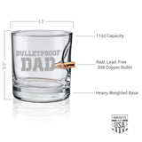 BenShot Bulletproof Dad Rocks Glass with Real .308 Bullet - 11oz | Made in the USA