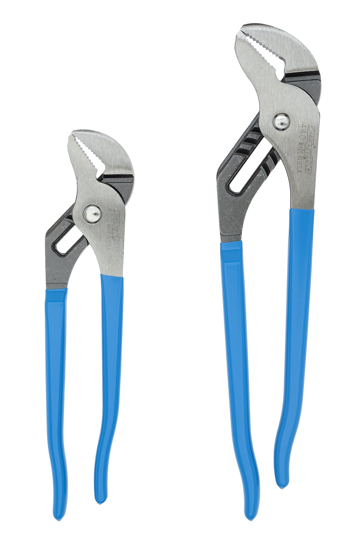 Channellock 2 Piece Tongue and Groove Pliers Set - 9.5-Inch, 6.5-Inch | Straight Jaw Groove Joint Pliers | Laser Heat-Treated 90° Teeth| Forged from High Carbon Steel | Patented Reinforcing Edge Minimizes Stress Breakage | Made in USA