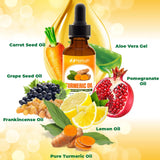 Turmeric Serum for Face & Body - All Natural Turmeric Skin Brightening Oil for Dark Spots - Cleanses Skin, Fights Acne, Evens Tone, Heals Scars - Pure Handcrafted Turmeric Oil Skincare Made in the USA