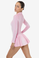 Los Angeles Apparel Velvet Long Sleeve Mockneck Skirted Leotard