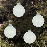 Glass Christmas Tree Ornaments - 67mm / 2.63" [8 Pieces] Designer Balls from Christmas By Krebs Seamless Hanging Holiday Decor (Snow White with Silver Caps)