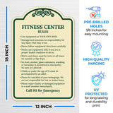 Sigo Signs, Fitness Center Rules Use Equipment at Your Own Risk Décor Sign, Green Light, 12x18 Inches, ACM, Fade Resistant, Made in USA