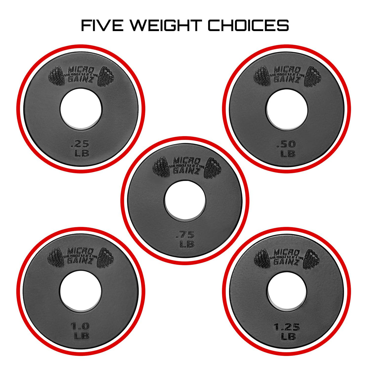 Micro Gainz 1-Inch Center Hole Standard Fractional Weights Plate Sets, 10 Piece Dumbbell & Barbell Set of Plates with Bag for Strength Training and Weight Lifting, Made In USA