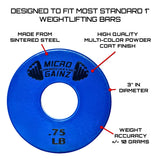 Micro Gainz Standard 1-Inch Center Hole Fractional 2 Pcs Color Weight Plates, Choose (.25LB-1LB) Designed for Standard 1-Inch Dumbbell & Barbell for Strength Training, Made in USA