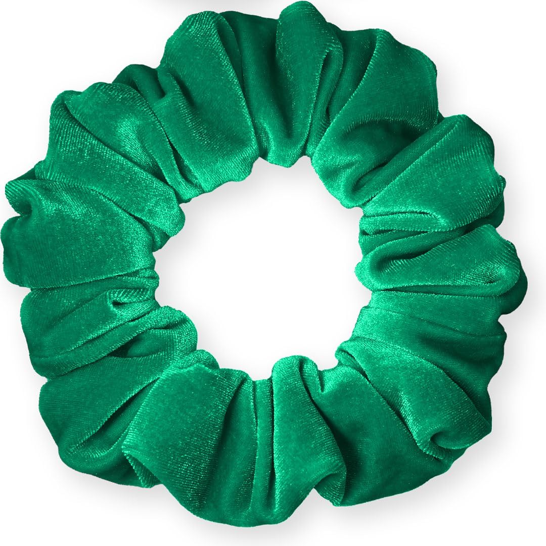 Velvet Scrunchies Jumbo Size Plush Big Ponytail Holders Thick Braided Locked Hair Big Made in the USA Green Pine