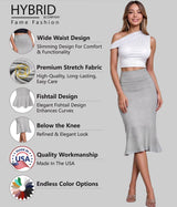 Hybrid & Company Womens Premium Nylon Ponte Stretch Office Fishtail Pencil Skirt High Waist Made in The USA Below Knee