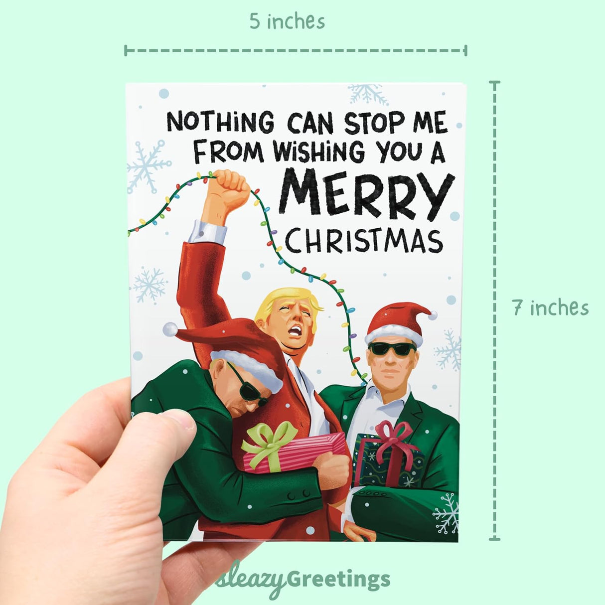 President Donald Trump Funny Christmas Card for Men or Women - Nothing Can Stop Me From Wishing You A Merry Christmas Holiday Card for Brother, Dad, Wife, Husband, and Friend - Trump Raising Fist Xmas Card