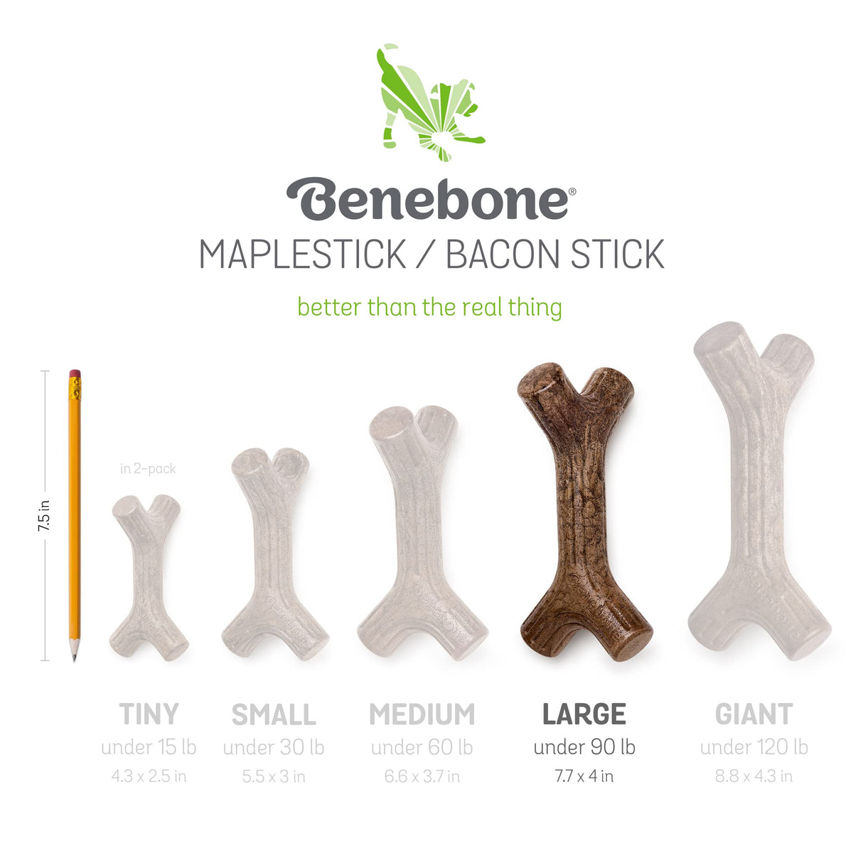 Benebone 2-pack Wishbone/Dental Durable Dog Chew Toys, Dog Toys for Aggressive Chewers, Real Bacon, Made in USA, Medium