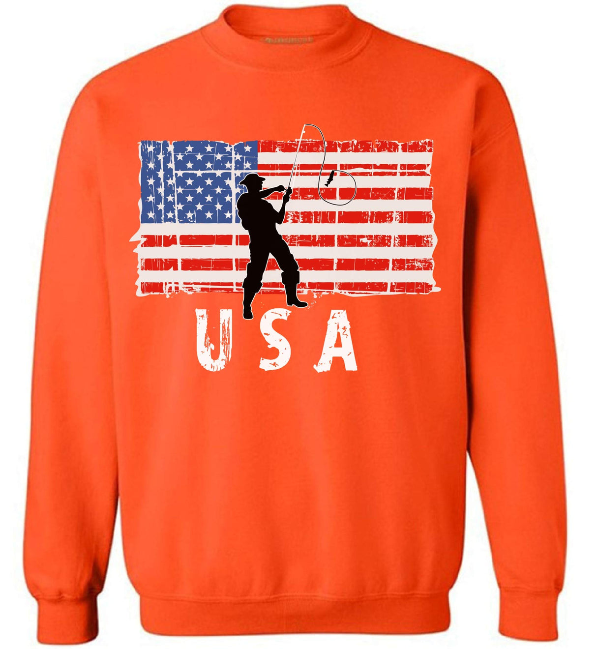 Awkward Styles Fishing USA Crewneck Made in the USA Fishing Sweatshirt for Men Women