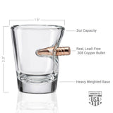 BenShot Shot Glass with Real .308 Bullet - 2oz | Made in the USA [Set of 2]