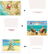 Stonehouse Collection Beach Christmas Card Variety Pack - 24 Beachy Cards & Envelopes - 8 Designs, 3 Cards Per Design - Assortment #1