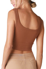 NIKIBIKI Women Seamless Chevron Ribbed Crop Top, Made in U.S.A, One Size