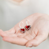 Bottled Up Designs Handmade Homespun Hearts Earrings, Recycled Vintage Glass, Sterling Silver, Eco Friendly, Made in USA, Mothers Day, Women, Anniversary (Red Beer Bottle)