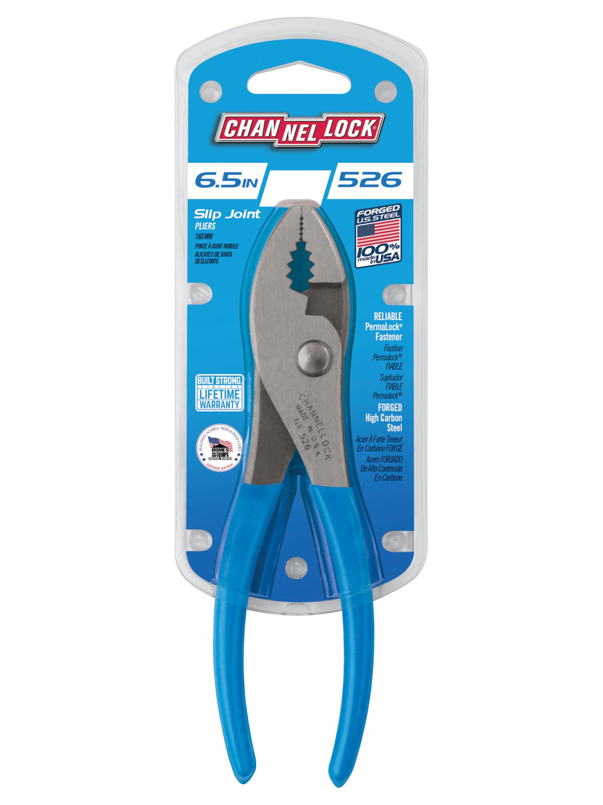 Channellock 526 6-Inch Slip Joint Pliers | Utility Plier with Wire Cutter | Serrated Jaw Forged from High Carbon Steel for Maximum Grip on Materials | Specially Coated for Rust Prevention| Made in USA